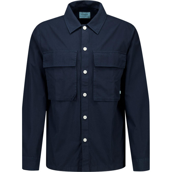 Farah Vintage Mens Ralph Cotton Canvas Button Through Long Sleeve Overshirt in True Navy