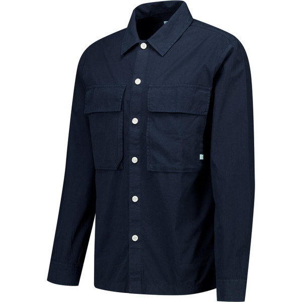 Farah Vintage Mens Ralph Cotton Canvas Button Through Long Sleeve Overshirt in True Navy
