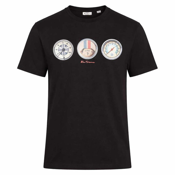 Ben Sherman Speed Mod Scooter Graphic Print Speedometer T-shirt in Black - Main View