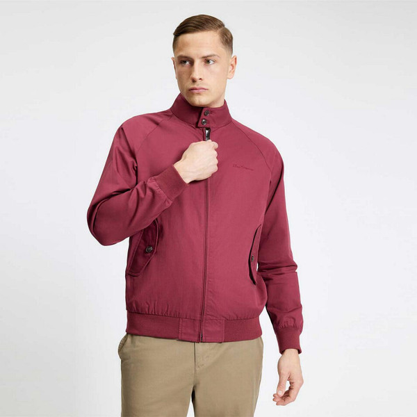 Model Wearing Ben Sherman Men's Mod Signature Harrington jacket in Cherry