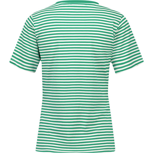 Mademoiselle Yeye Womens Endless Horizon Embroidery Stripe Crew Neck T-Shirt in Green