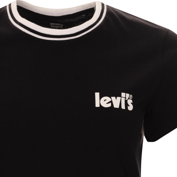 levis woemns jordie graphic poster logo print contrast neck tshirt black