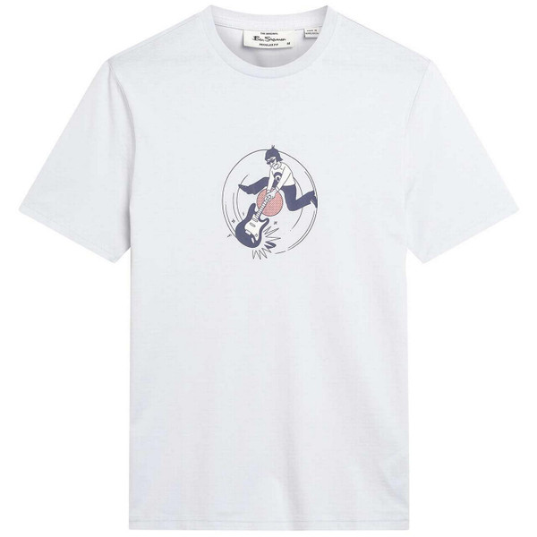Ben Sherman Men's Retro Smash Guitar Mod Target T-shirt in White