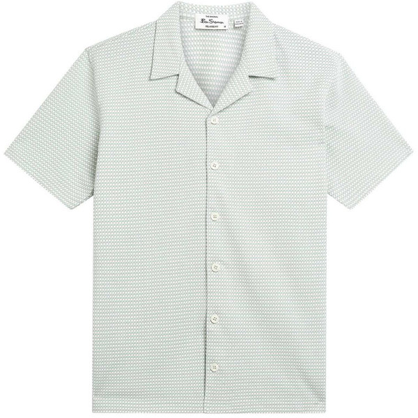Ben Sherman Men's Retro Textured Revere Collar Shirt in Mint Green