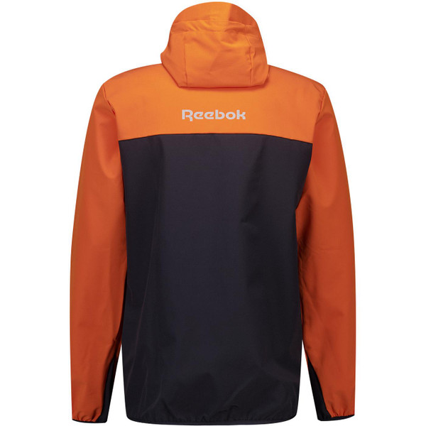 Reebok Mens Burbage Colour Block Half Zip Over Head Windrunner Jacket in Orange and Black
