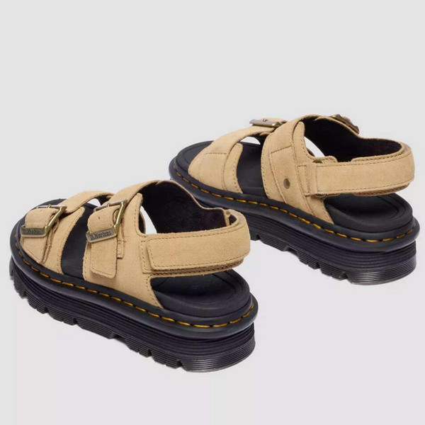 Dr Martens Zebzag Sandal in Savannah Tan Suede - Women's Sandals - Back View