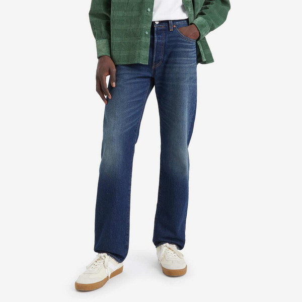 Levi's 501 Original Straight Fit Denim Jeans On The Borderline Blue - Front View 2