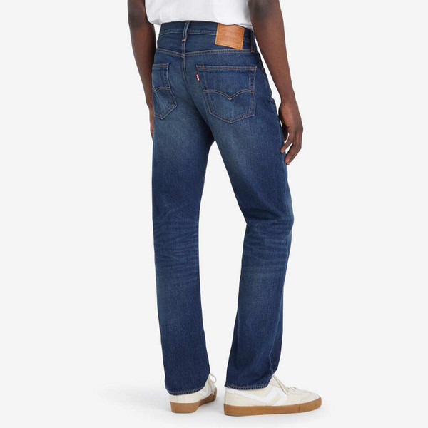 Levi's 501 Original Straight Fit Denim Jeans On The Borderline Blue - Back View