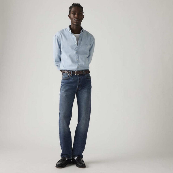 Levi's 501 Original Straight Fit Denim Jeans in Change Your Mind - Mid Blue Men's Jeans - Front View 3