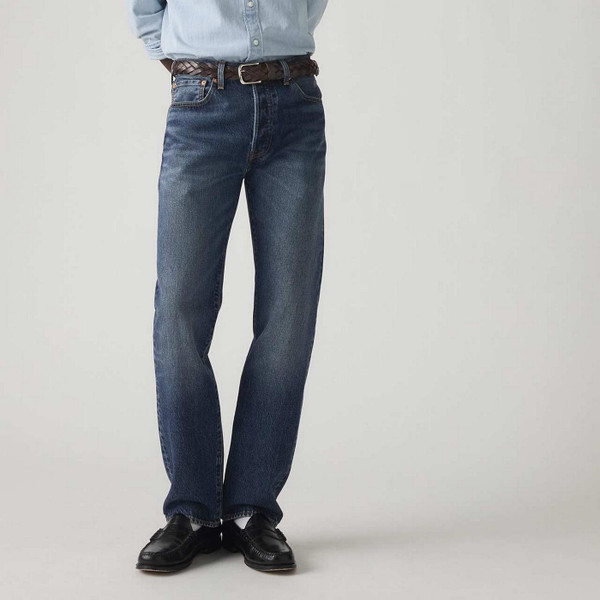Levi's 501 Original Straight Fit Denim Jeans in Change Your Mind - Mid Blue Men's Jeans - Front View 4