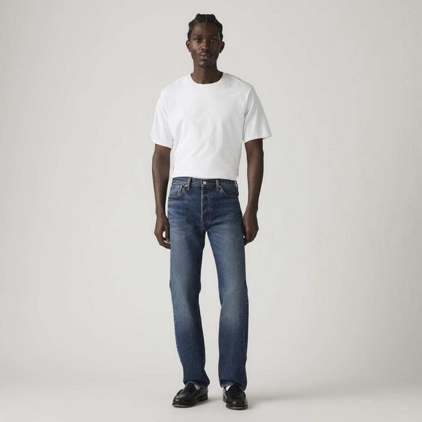 Levi's 501 Original Straight Fit Denim Jeans in Change Your Mind - Mid Blue Men's Jeans - Front View