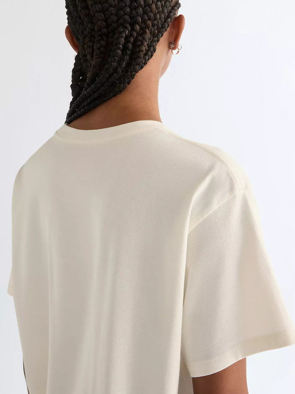 Wrangler Women's Relaxed Girlfriend Retro 1970s Psychedelic Print Tee in Worn White - Back Shoulder