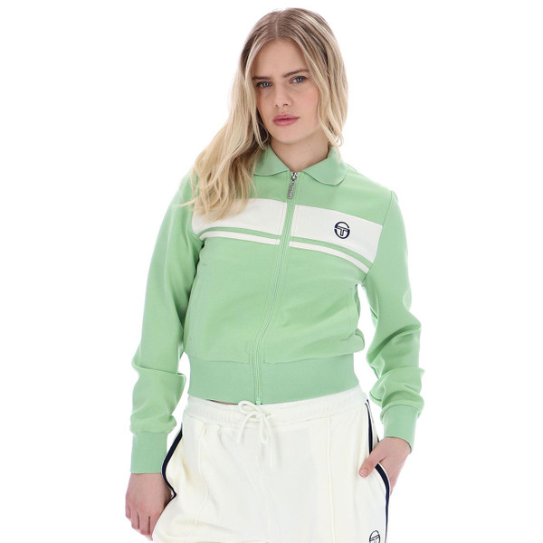 Sergio Taccini Women's Miss Masters Retro Track Top in Quiet Green & Gardenia