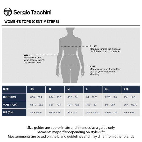 Size guide for Sergio Taccini Women's Miss Masters Retro Track Top