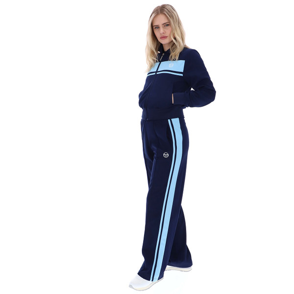 Full tracksuit for Sergio Tacchini Women's Miss Masters Retro Stripe Track Top in  Navy & Blue with pants