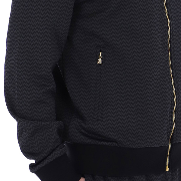 Pocket and Herringbone detail on Fila Gold Men's Retro Herringbone Pattern Track Top in Black