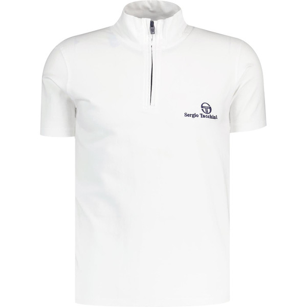 sergio tacchini mens daytone funnel zip neck jersey cycling top white