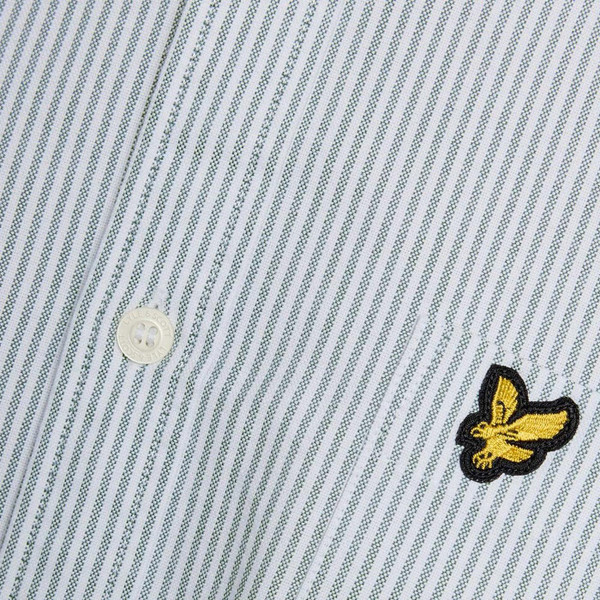 Lyle & Scott Men's Mod Button Down Stripe Oxford Shirt in Everglade Fabric Detail