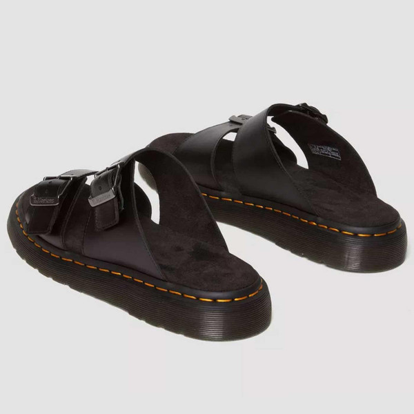 Dr Martens Josef Retro Leather Buckle Slide Sandals in Black 31570001