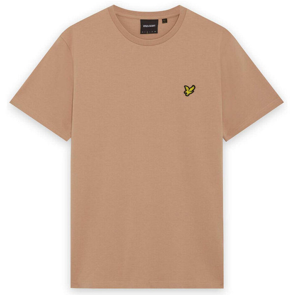 Lyle And Scott Men's Retro Plain Crew Neck T-shirt in Barley - Flat Lay