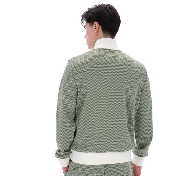 Back of Fila Gold Mathers Men's Herringbone Retro Smart Track Top in Sea Foam Green