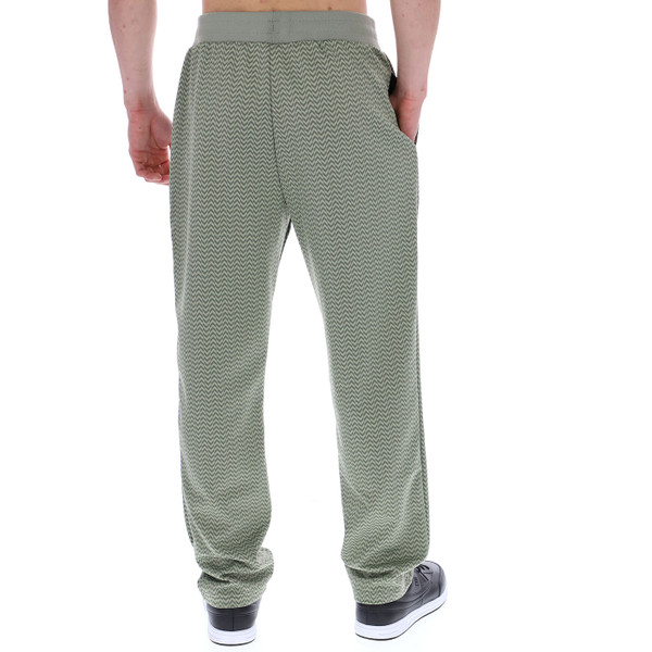 Back of Fila Gold Men's Edward Retro Herringbone Patten Track Pants in Sea Foam Green