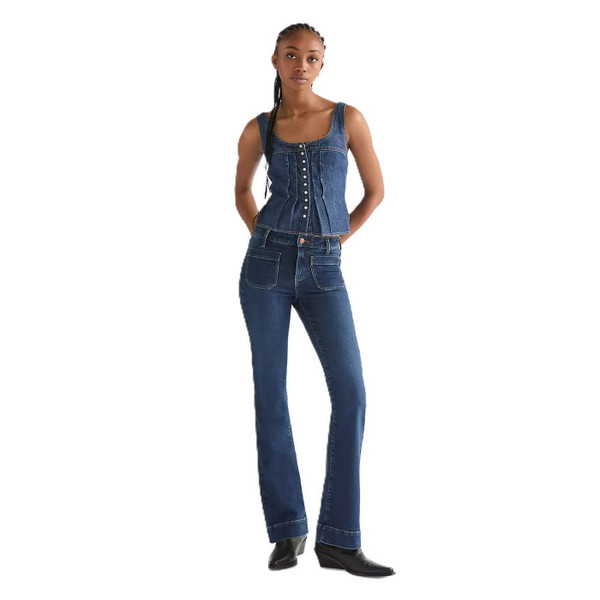 Wrangler Women's Flare Denim Jeans in Pioneer Pop - Front Full Length