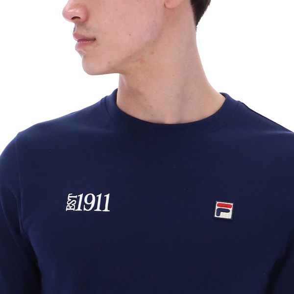 1911 logo on Fila Vintage Silvio Mens Est. 1911 Retro T-Shirt in Navy