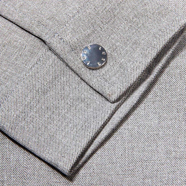 Luke 1977 Emery Men's Retro Woven Collared Jacket in Mid Marl Grey - Cuff Detail