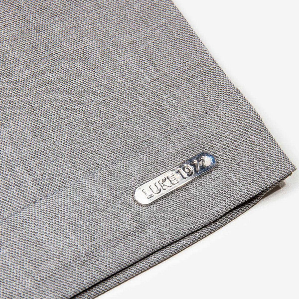 Luke 1977 Emery Men's Retro Woven Collared Jacket in Mid Marl Grey - Badge Detail