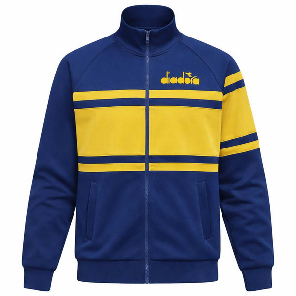 Diadora Jacket 80s Men's Retro Casuals Funnel Neck Track Top in Navy Peony - Main View