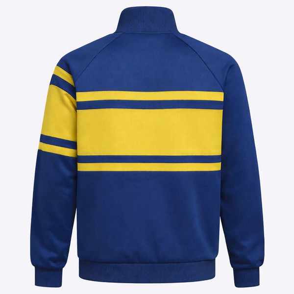 Diadora Jacket 80s Men's Retro Casuals Funnel Neck Track Top in Navy Peony - Back View