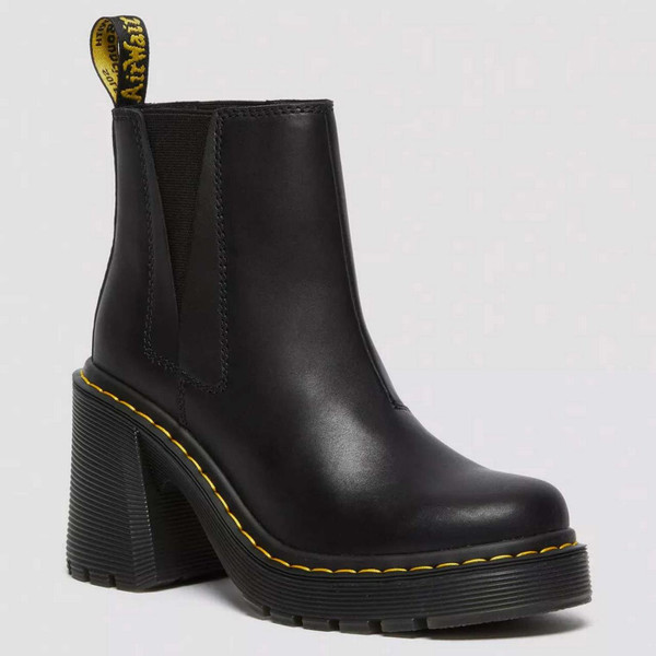 Dr Martens Spence Flared Heel Chelsea Boots in Sendel Leather Black - Main View
