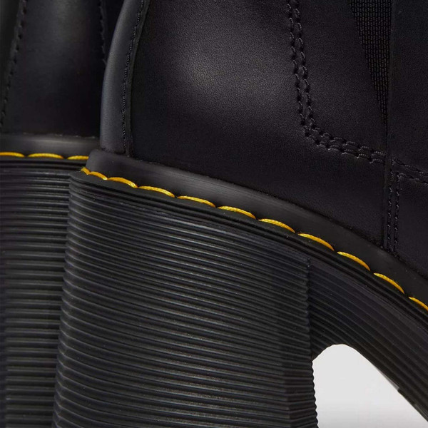 Dr Martens Spence Flared Heel Chelsea Boots in Sendel Leather Black - Heel Detail