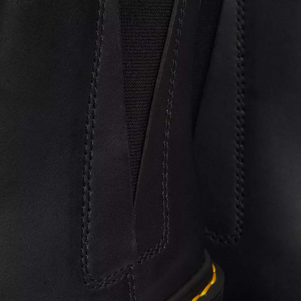 Dr Martens Spence Flared Heel Chelsea Boots in Sendel Leather Black - Gusset Detail