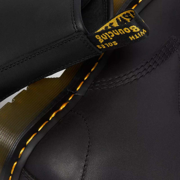 Dr Martens 1460 Women's Greasy Leather 8 Eyelet Boots in Black Airwair Heel Tab