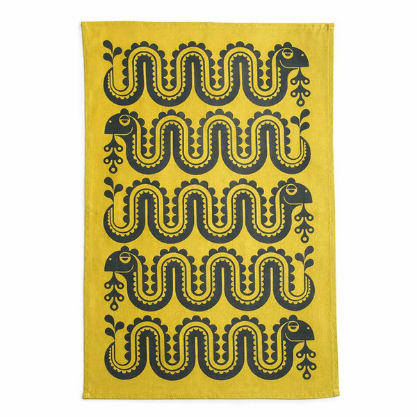 Magpie x Hornsea Nessie Retro 70s Cotton Tea Towel in Chartreuse