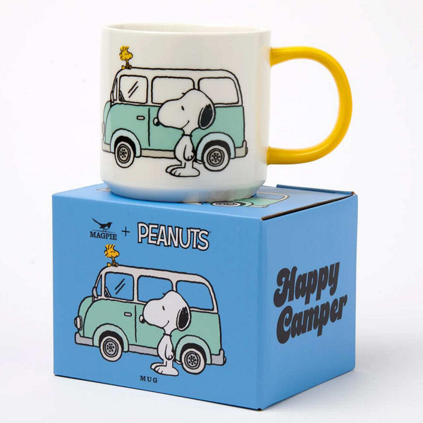 Magpie x Peanuts Snoopy Happy Camper Retro Boxed Mug - Retro Gift Ideas - Mug with Box