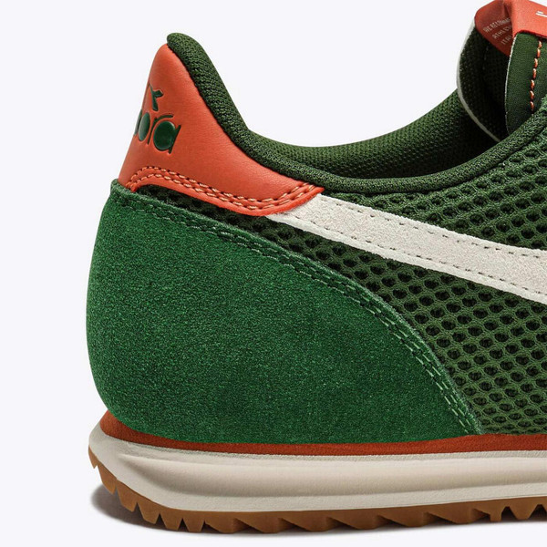 Diadora Cross Mesh Men's Retro 80s Low Profile Suede Trainers in Eden Green - Heel Detail