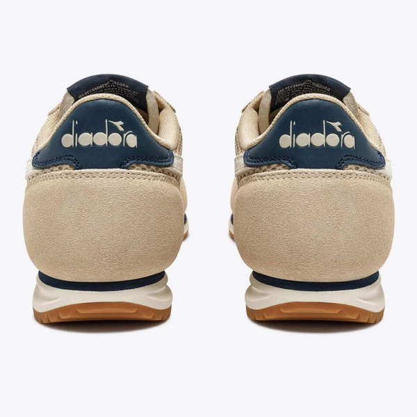 Diadora Cross Mesh Low Profile Men's Retro 80s Suede Trainers in Parchment - Back View