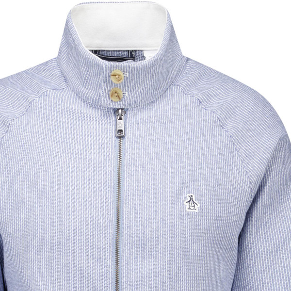 Original Penguin Mens Mod Herringbone Stripe Zip Harrington Jacket in Saragasso Sea Blue