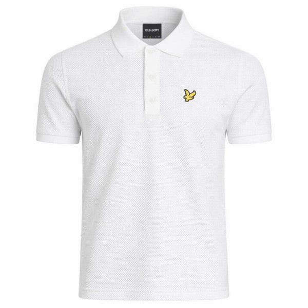 Lyle and Scott Men's Mod Popcorn Jacquard Textured Polo Shirt in White - Main View