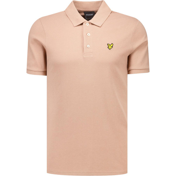 Lyle & Scott Mens Popcorn Texture Jacquard Polo T-Shirt in Barley Pink