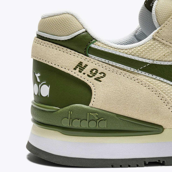 Diadora N.92 Advance Men's Retro 80s Running Trainers in Pesto - Heel Detail