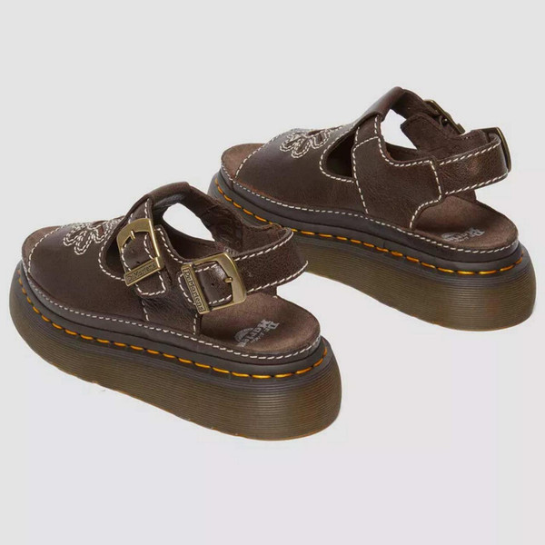 Dr Martens Dunnet Flower Women's Retro 90s Floral Cut Out Sandals in Brown Back View