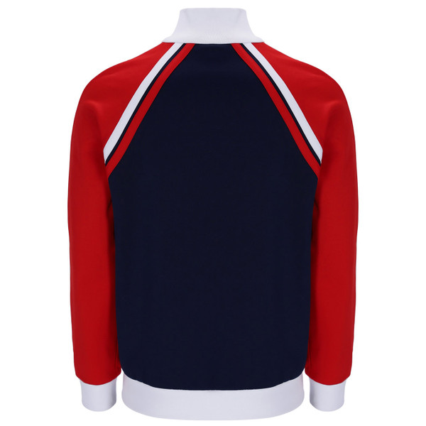 Back of Sergio Tacchini Ghibli Davis Retro 60s McEnroe Track Top in Maritime Navy & Red
