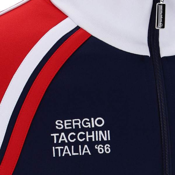 Italia 1966 logo on Sergio Tacchini Ghibli Davis Retro 60s McEnroe Track Top in Maritime Navy & Red