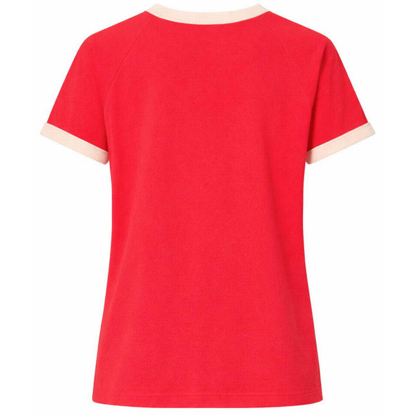 Ellesse Albenga Women's Retro Embroidered Logo Ringer T-shirt in Red and Off White - Back View