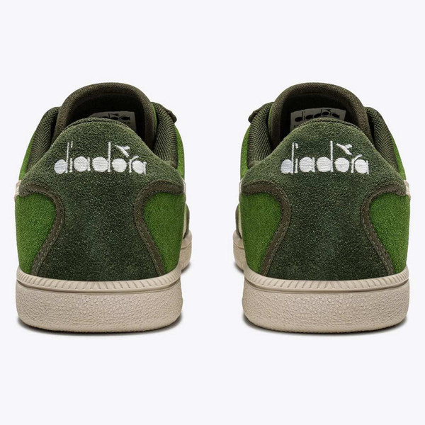 Diadora Trainer Suede Men's Retro 80s Terrace Trainers in Green - Back View