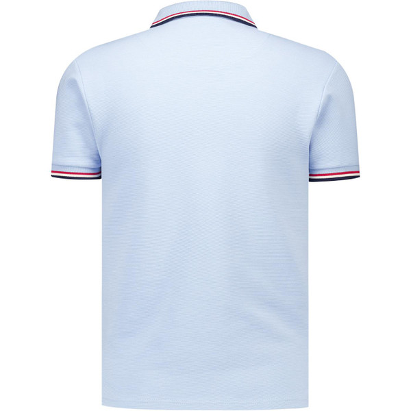 Trojan Records Clothing Mens Ottoman Rib Mod Tipped Zip Neck Polo T-Shirt in Powder Blue